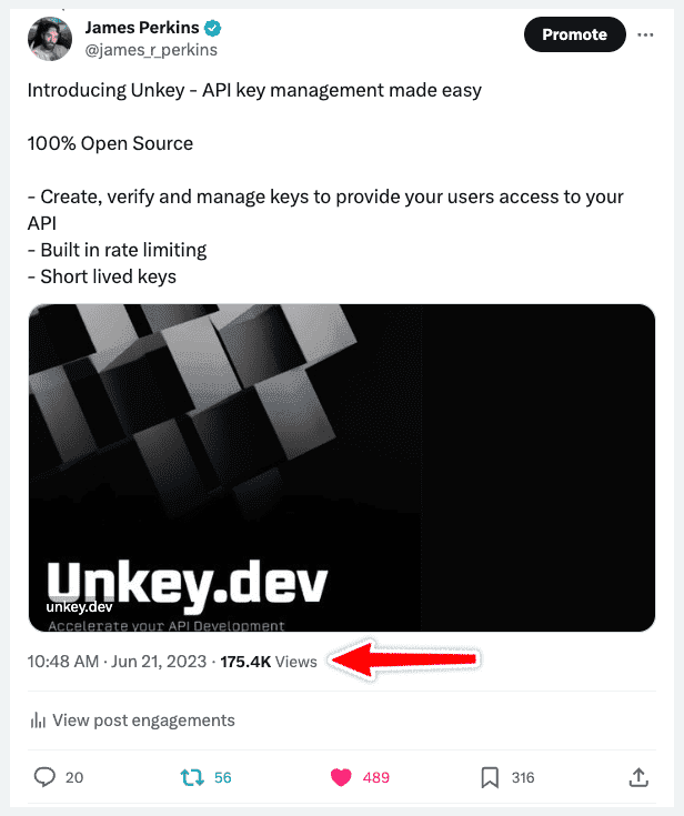 Example launch tweet